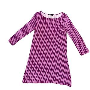 Hourglass Lilly Women’s XS Soft Navy & Pink Patterned Mini Dress w 3/4 Sleeves